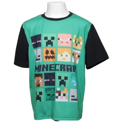 Långärmad t-shirt (Grön, Svart, Flerfärgad) från Minecraft Polyester