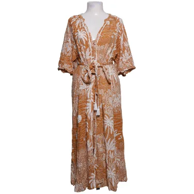 Kleid (Braun, Weiß) von Desmond & Dempsey x H&M Leinen, Viskose