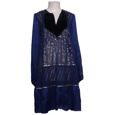 Kleid (Blau) von Anna Sui Baumwolle, Nylon, Polyester, Seide, Viskose