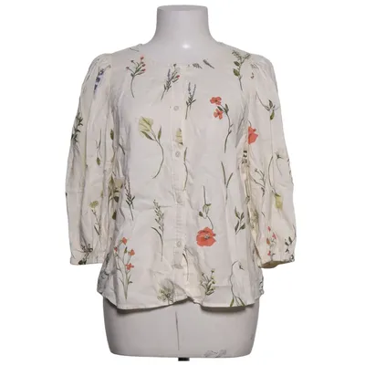 Blouse (White, Multicolored) from H&M Premium Quality Linen, Viscose