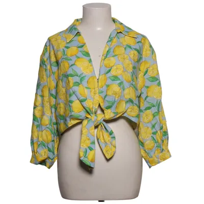 Blouse (Blue, Yellow, Green) from Zara Linen, Viscose