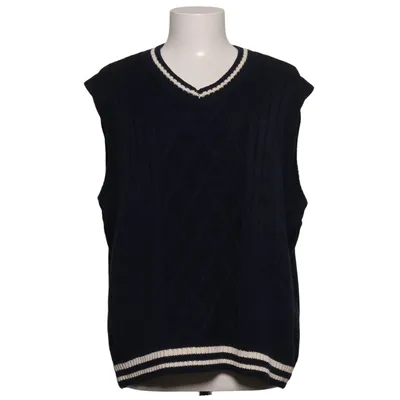 Pull sans manches (Bleu, Blanc) de Loom Acrylique, Coton