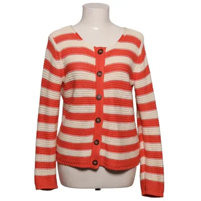 Cardigan (Orange, Hvid) fra Cecilia Classics Akryl, Bomuld
