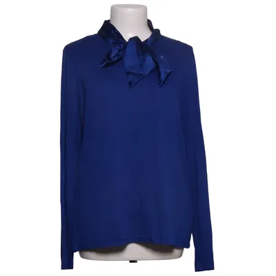 Pussy bow blouse (Blue) from Laura Torelli Elastane, Polyester, Viscose