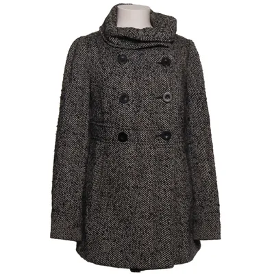 Coat (Black, White) from Urban Surface Polyester, Viscose, Wool
