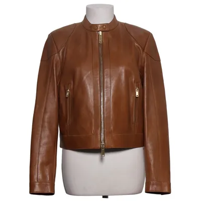 Leren jack (Bruin) van Massimo Dutti Leer, Polyester