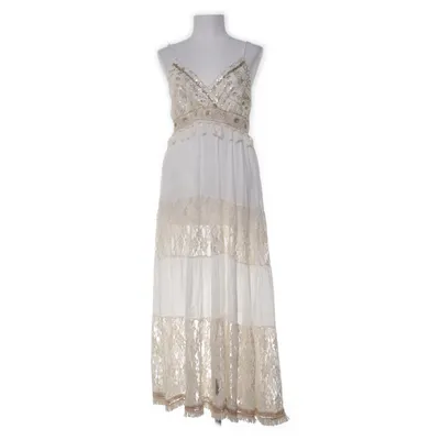 Robe longue (Blanc, Or) Coton, Nylon, Viscose