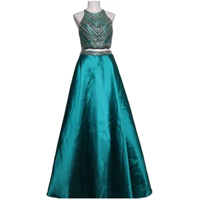 Evening gown (Green, Silver) from Morilee by Madeline Gardner Polyester