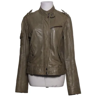Läderjacka (Beige) från Image Bomull, Skinn, Polyester