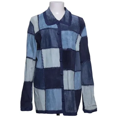 Læderfrakke (Blå, Grå) fra Denim & Co Læder, Polyester
