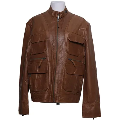 Læderjakke (Brun) fra Rover & Lakes Bomuld, Læder, Polyester