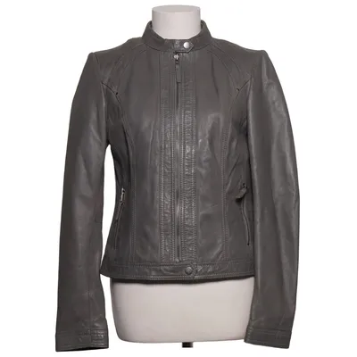 Läderjacka (Grå) från Vintage Skinn, Polyester
