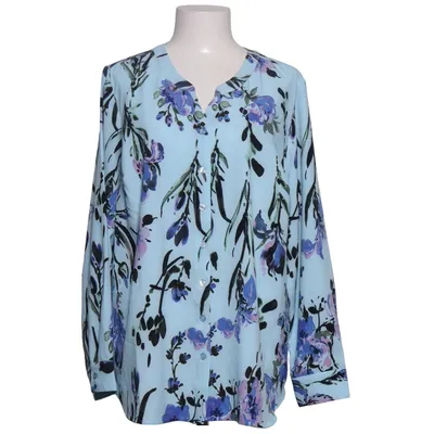 Blouse (Blauw, Meerkleurig) van Denim & Co Elastaan, Polyester