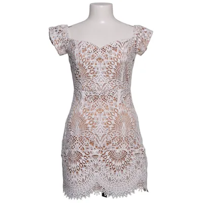 Cocktail dress (White, Beige) from Boohoo Elastane, Polyester