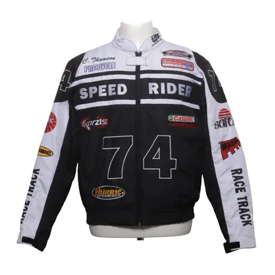 Motorradjacke (Schwarz, Weiß, Mehrfarbig) von Fast Lane Polyester