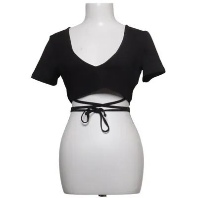 Crop top (Zwart) van Night Addict Elastaan, Polyester
