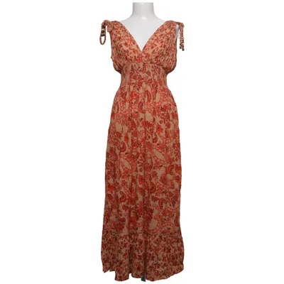Maxi jurk (Beige, Rood) van Zara Katoen, Viscose