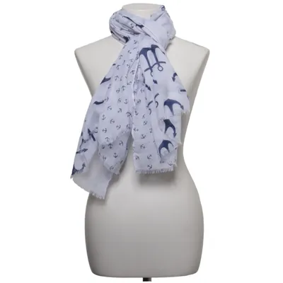 Sjal (Hvid, Blå) fra Scarfs 4 You Polyester, Viscose