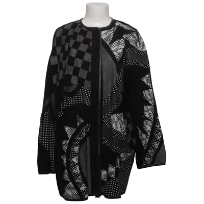 Leather coat (Black, White) from Zaspel Acetate, Leather, Viscose