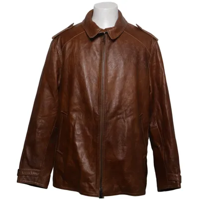 Leather jacket (Brown) from Gimo's Leather, Polyester, Viscose