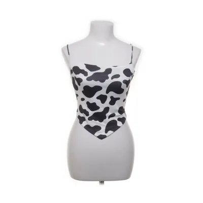 Halternecktopp (Svart, Vit) från Romwe Bomull, Polyester