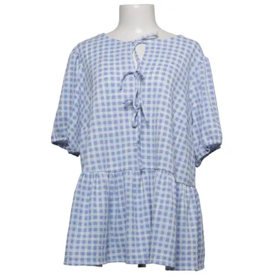 Top (Blue, White) from New Look Curves Elastane, Recycled polyester