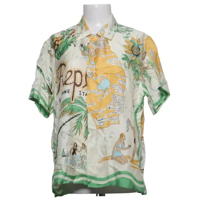 Chemise à manches courtes (Jaune, Vert, Multicolore) Soie