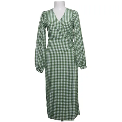 Omlottklänning (Grön, Vit) från Object Polyester, Viskos