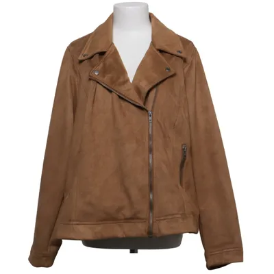 Biker jacket (Brown) from Zizzi Elastane, Polyester