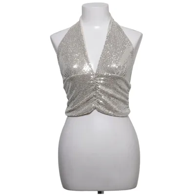 Halternecktopp (Beige, Silverfärgad) från Gina Tricot Polyester