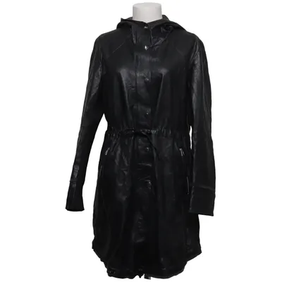 Leather coat (Black) from Cigno Nero Leather, Polyester
