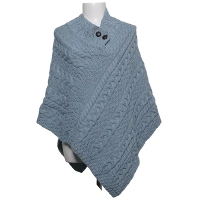 Poncho (Blue) from Aran Sweater Market Merino wool