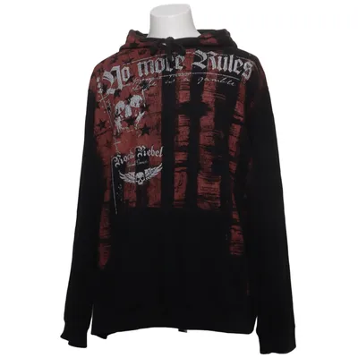 Huvtröja (Svart, Röd) från Rock Rebel Bomull, Polyester