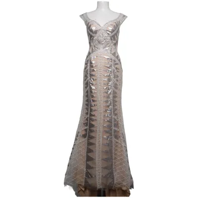 Avondjurk (Beige, Zilver) van Terani Couture Polyester