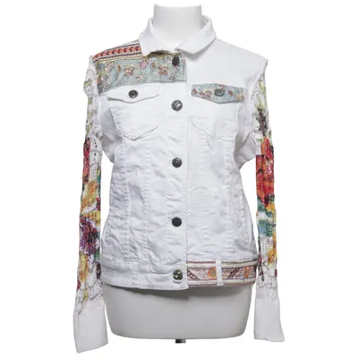 Veste en jean (Blanc, Multicolore) de Desigual Élasthane, Fibre métallique, Polyester