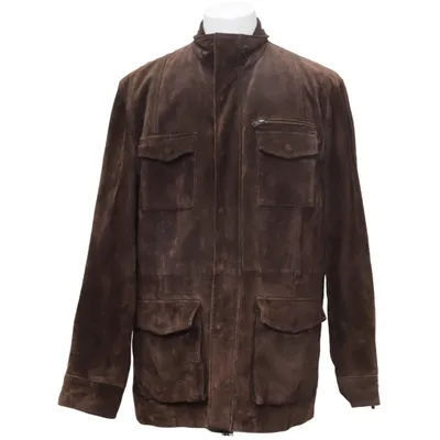 Leather jacket (Brown) from Quebramar Polyester, Viscose