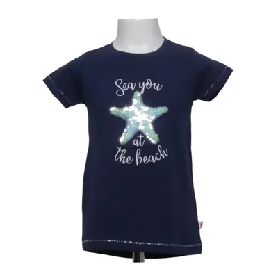 T-shirt (Girls S/S Emb Pri Seq Starfish) from Salt and Pepper