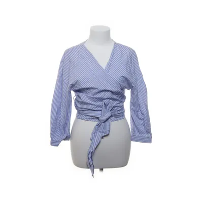 Wikkelblouse (Blauw, Wit) van Zara Basic Katoen