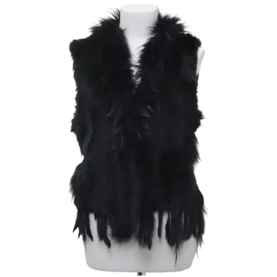 Fur vest (Black) from Hollies Stockholm Rabbit fur, Leather
