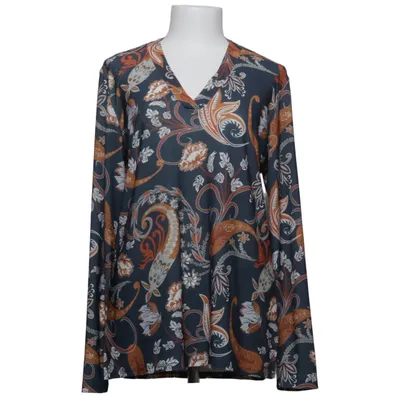 Blouse (Blue, Orange, White) from Angelle Milan Elastane, Polyester, Viscose