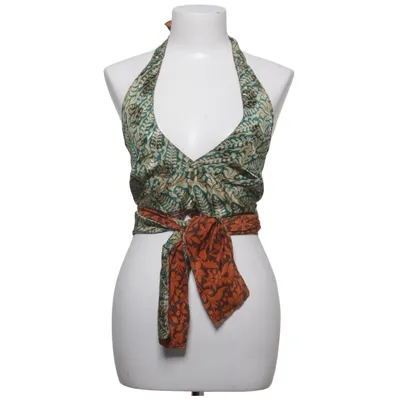 Halter neck top (Green, Multicolored) Silk, Viscose