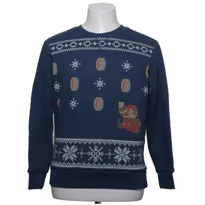 Pull de Noël (Bleu, Multicolore) de Nintendo Coton, Polyester