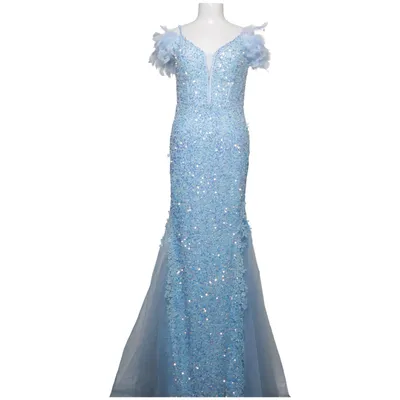 Evening gown (Blue) from Soky & Soka Elastane, Polyester