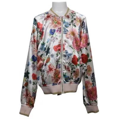 Bomber jacket (White, Multicolored) from Nathalie Lété x H&M Polyester, Elastane