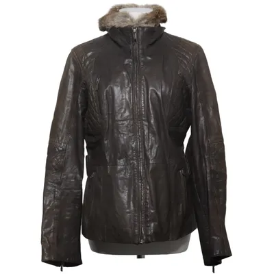 Leather jacket (Gray) from Blaumax Cotton, Leather, Polyester