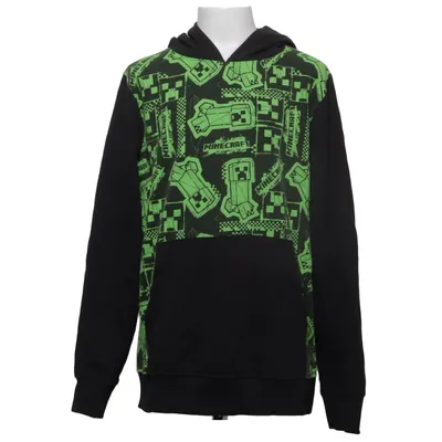 Huvtröja (Svart, Grön) från Minecraft Bomull, Polyester
