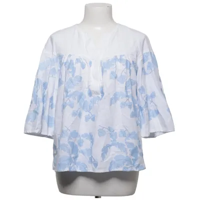 Blouse (White, Blue) from August Linen, Viscose