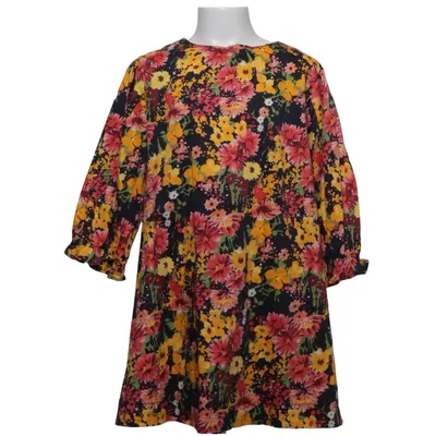 Jurk (Zwart, Meerkleurig) van Zara Girls Katoen, Elastaan