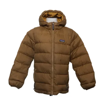 Vinterjakke (Brun, Gul) fra Patagonia Dun, Fjer, Genanvendt polyester