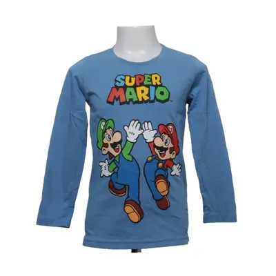 T-shirt à manches longues (Bleu, Multicolore) de Super Mario Coton